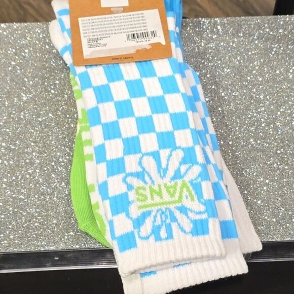 Vans Off The Wall 2PK Checkerboard Colorful Crew Sock - Picture 4 of 7